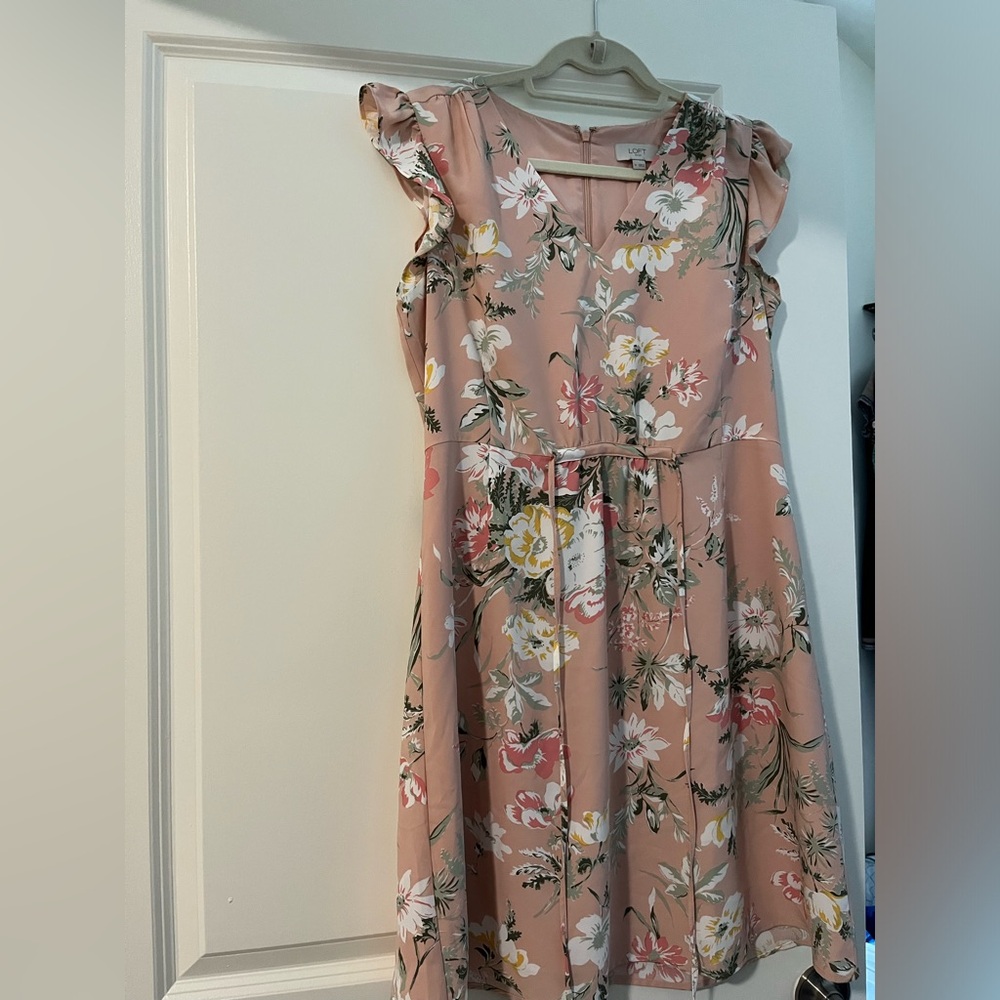 Loft NWOT pink floral dress